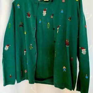 Susan Bristol Christmas Beaded Sweater Set